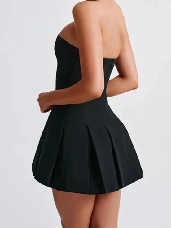 A&A Strapless A-line Pleated Mini Dress