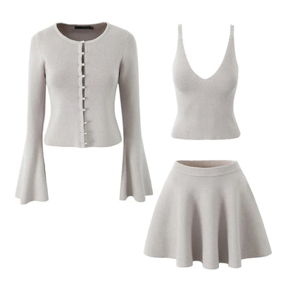 A&A Alina Three Piece Skirt & Cardigan Set