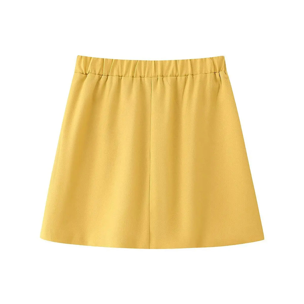 A&A Yellow Flower Appliqué Crop Top & Skirt Set