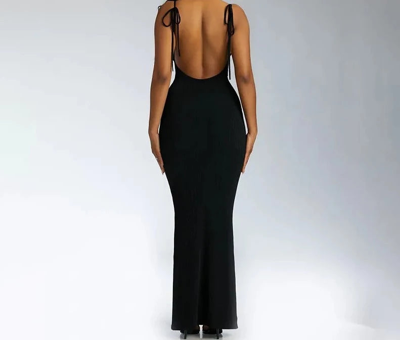 A&A Halterneck Sleeveless Backless Maxi Dress