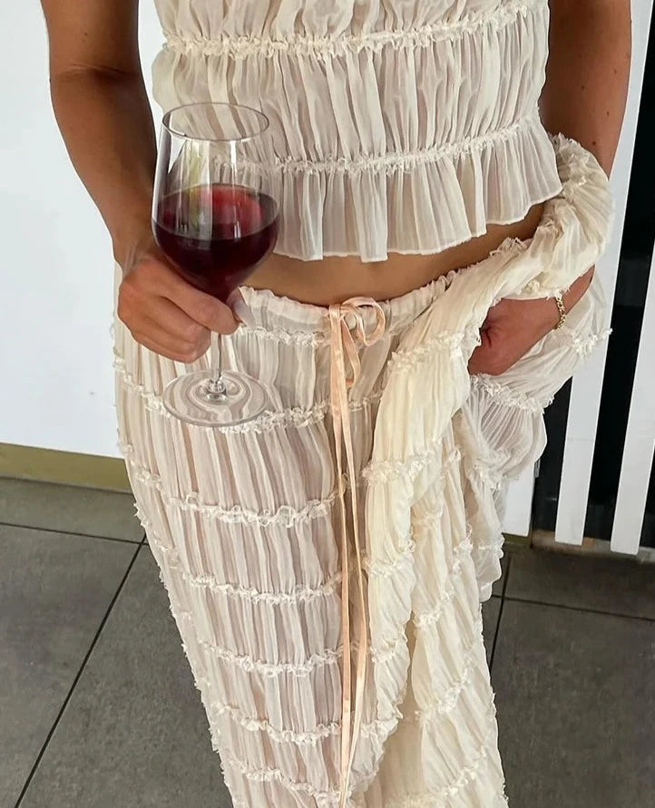 A&A Two Piece Backless Vacation Maxi Skirt Set