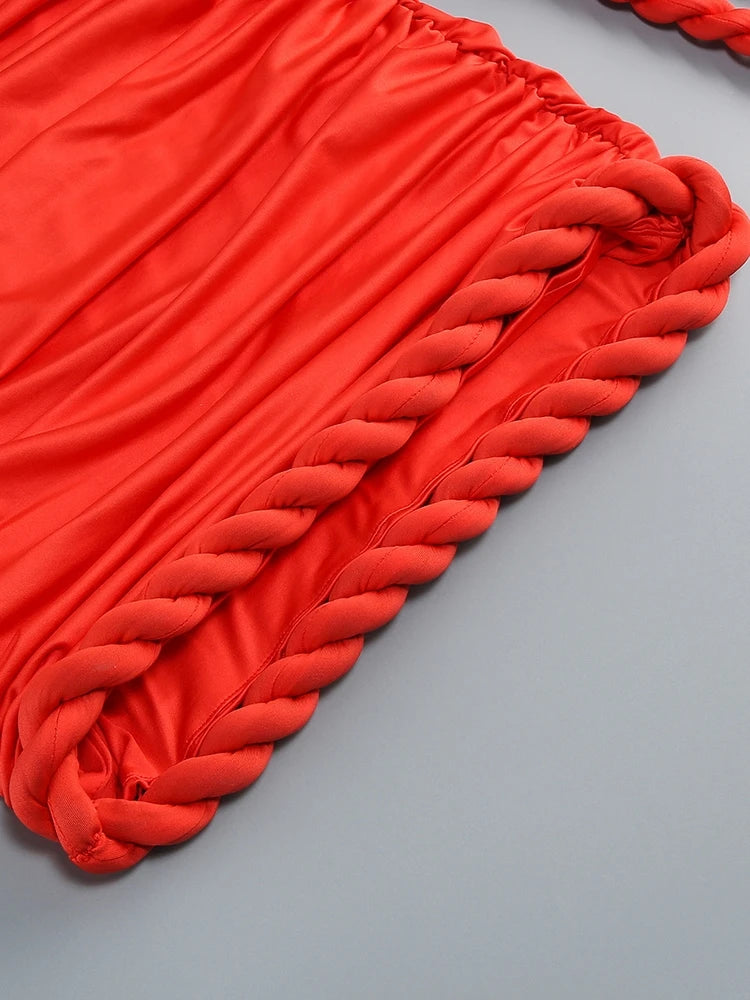 A&A Kaelis One Shoulder Twist Knot Draped Mini Bodycon Dress