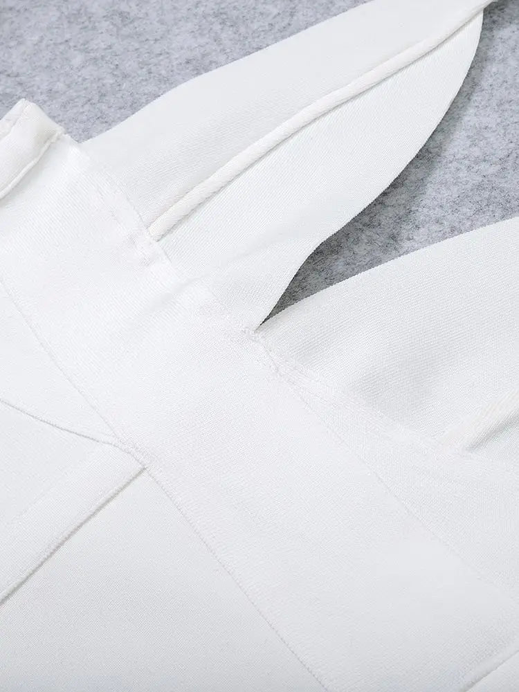 A&A Kylie Plunge Neck Halter Bandage Midi Dress