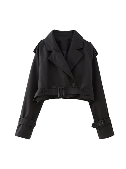 A&A Cropped Belted Trench Jacket