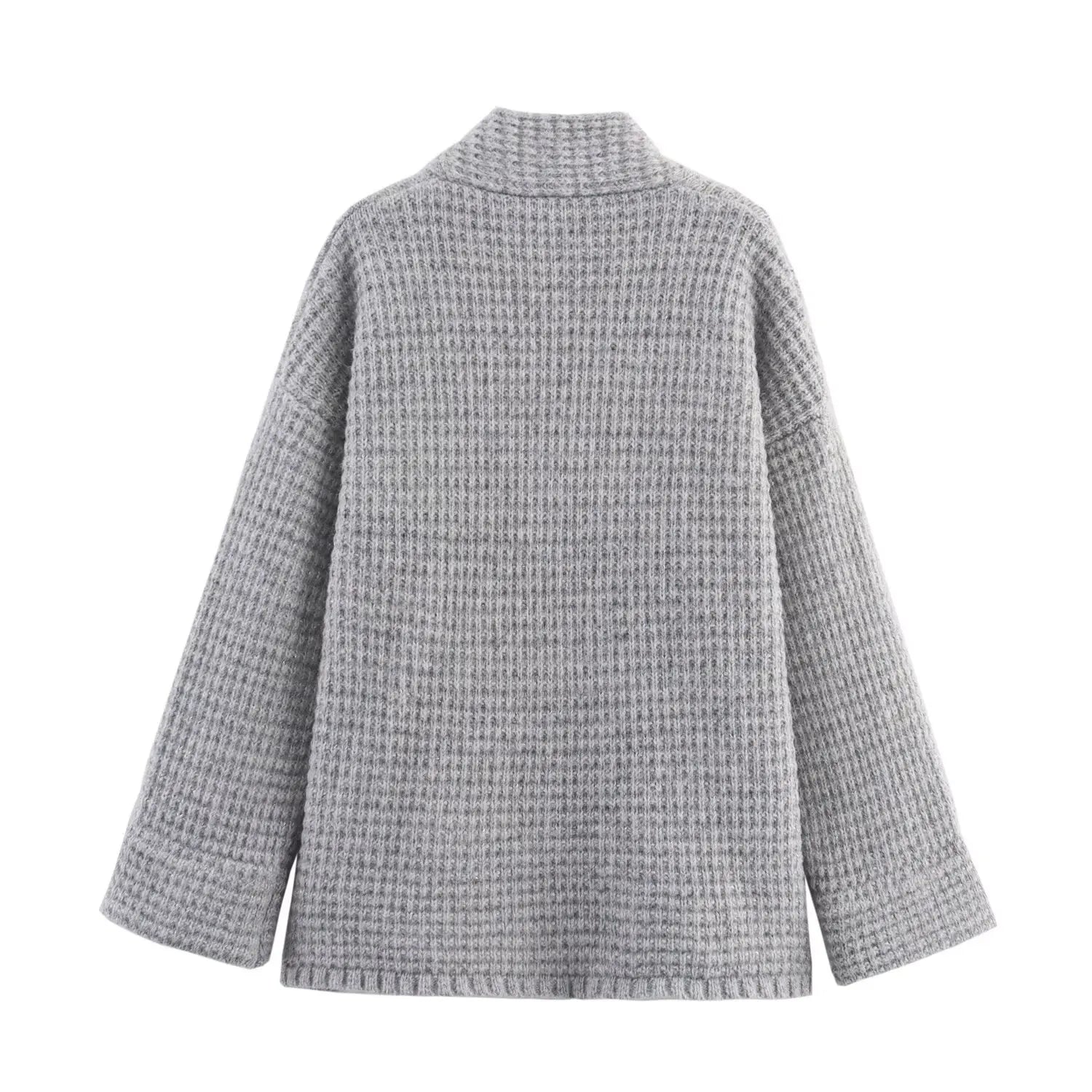 A&A Chunky Double Breasted Wool Blend Gray Cardigan