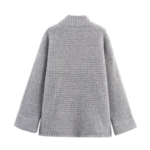 A&A Chunky Double Breasted Wool Blend Gray Cardigan