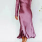 A&A Bodycon Long Sleeve Satin Maxi Dress