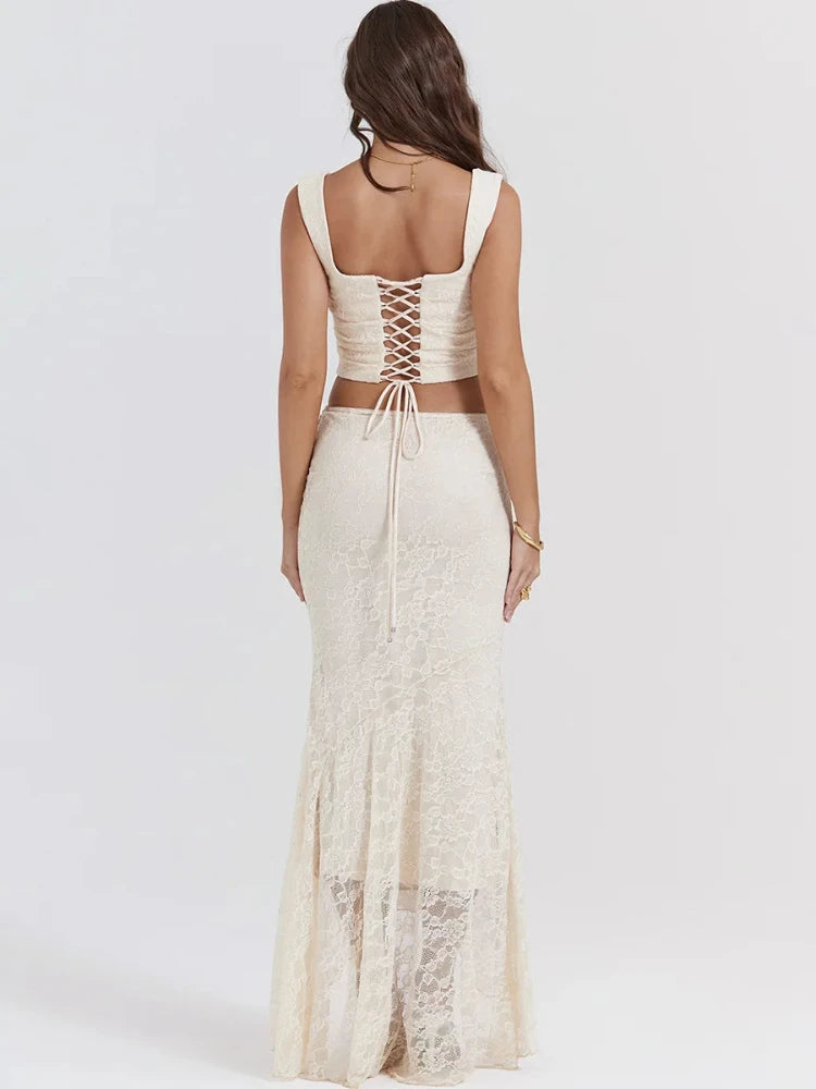A&A Luxe Vintage Lace Corset and Maxi Skirt