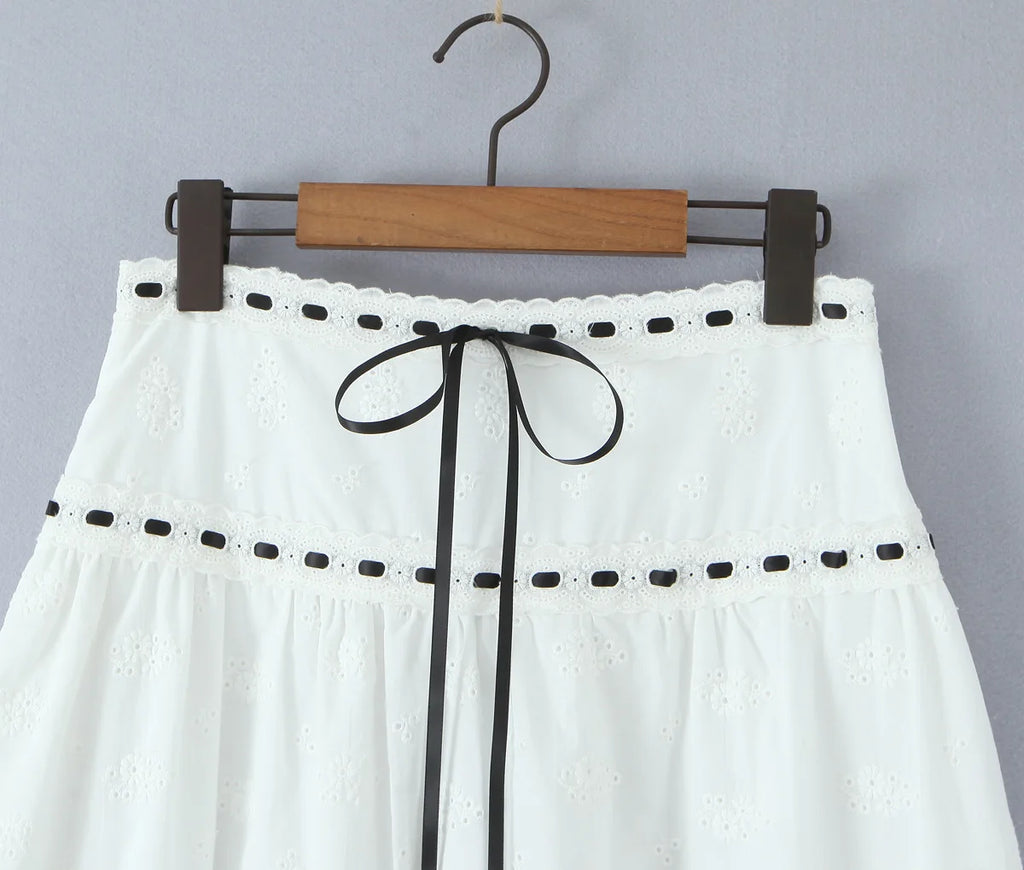 A&A Rosaline Ribbon Detail Top & Midi Skirt Set