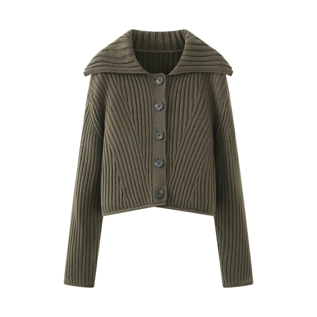 A&A Abena Collar Knitted Button Detail Cardigan