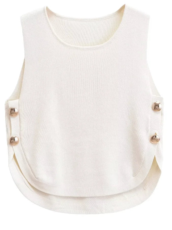A&A Sleeveless Side Buttons Knit Vest