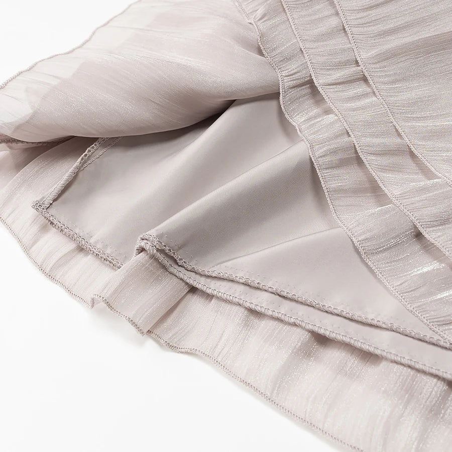 A&A Aurelise Bow Tie Blouse & Ruched Mini Skirt Set