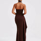 A&A Sleeveless Halter Neck Thigh High Split Maxi Dress