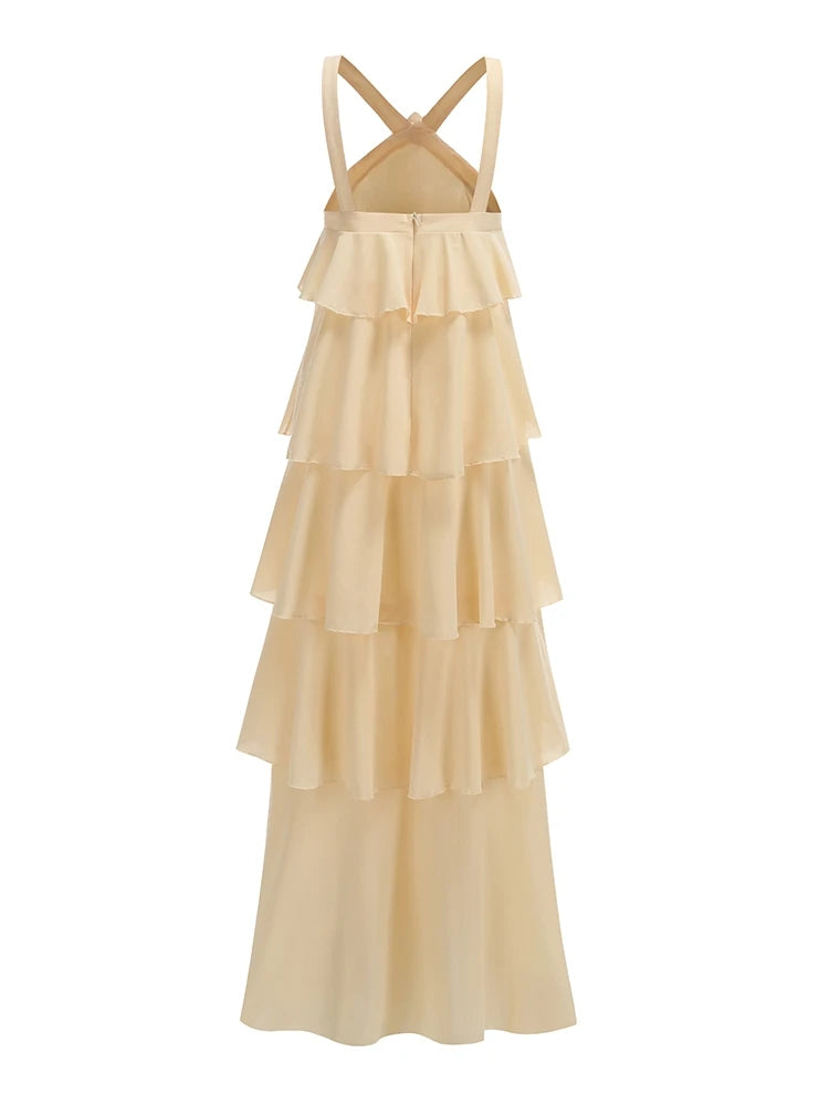 A&A Miramar Halter Neck Ruffles Maxi Dress