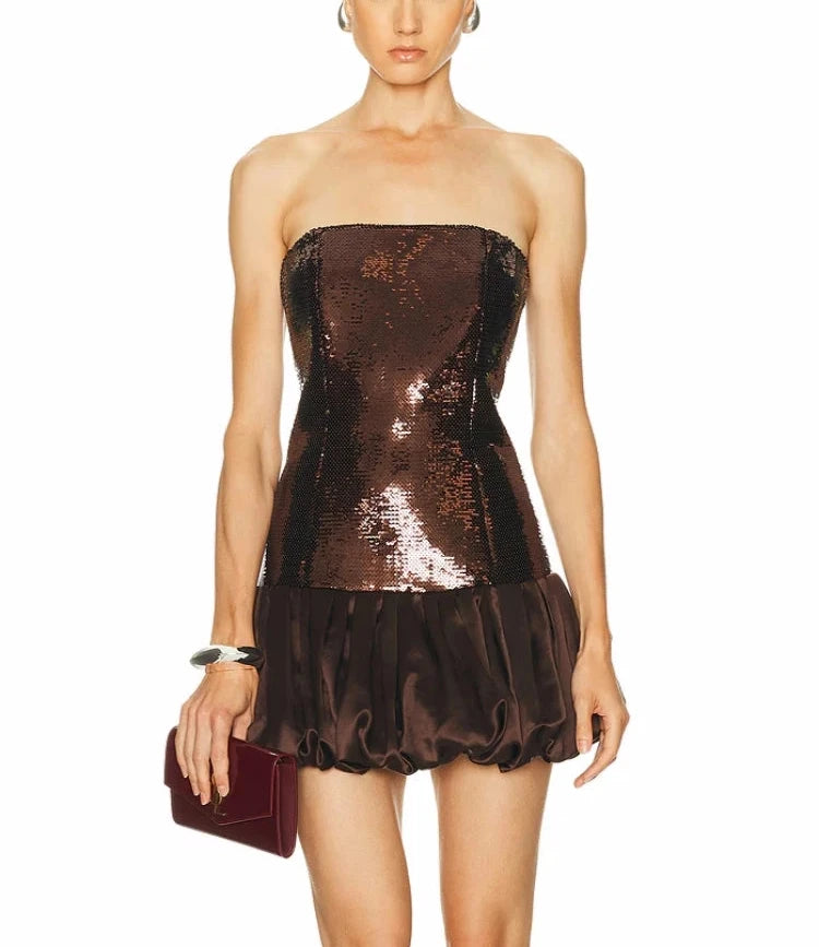A&A Luxe Auburn Sequin Strapless Mini Dress