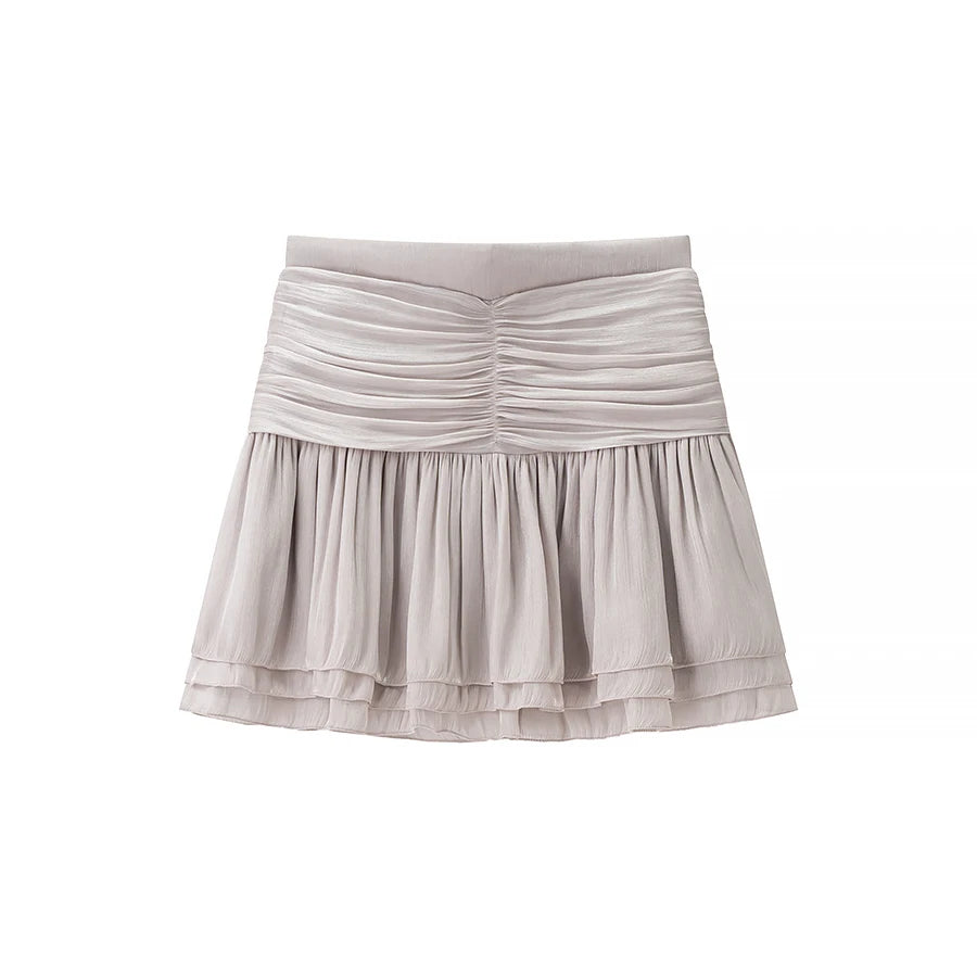 A&A Aurelise Bow Tie Blouse & Ruched Mini Skirt Set