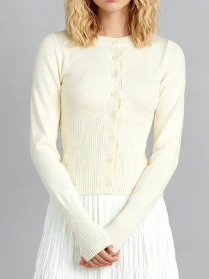 A&A Rosan Cotton Long Sleeve Knitted Button Cardigan