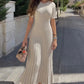 A&A Elia Pleated Ribbed Knitted Maxi Dress