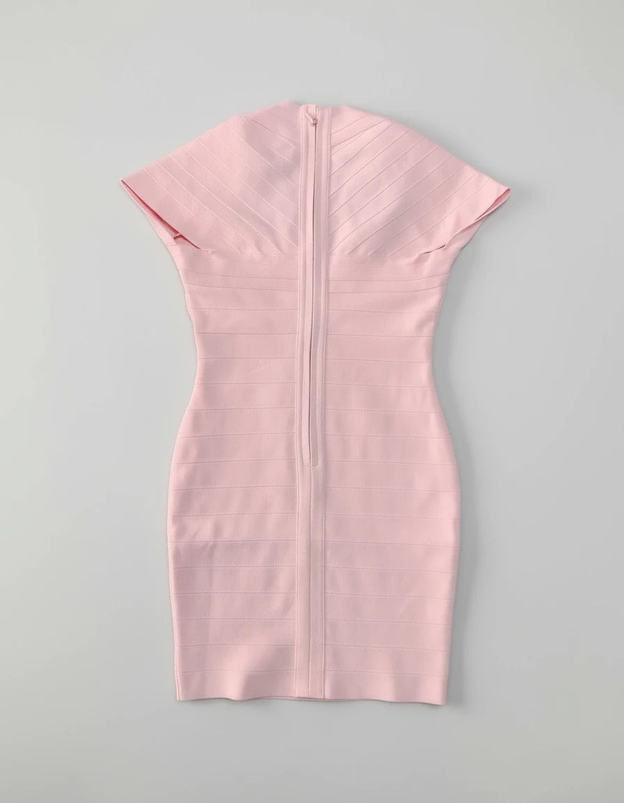 Pink dress with a zipper on a gray background