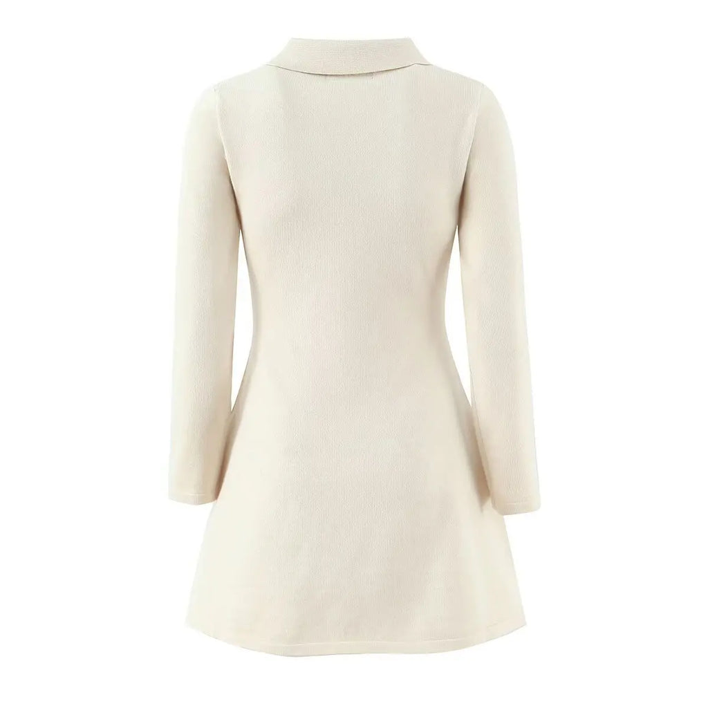 A&A Charcoal Long Sleeve Knit Polo Mini Dress