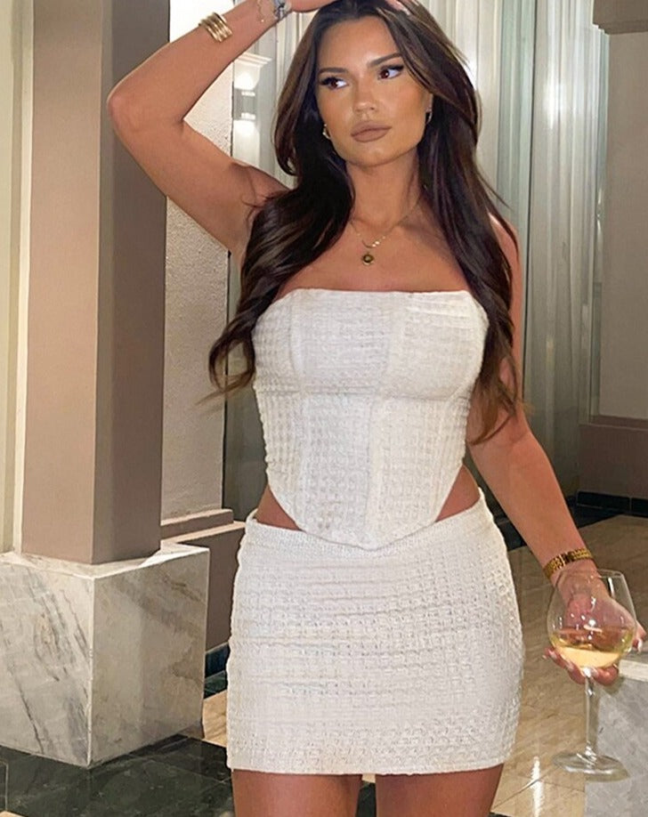 A&A Texture Corset Two Piece Set