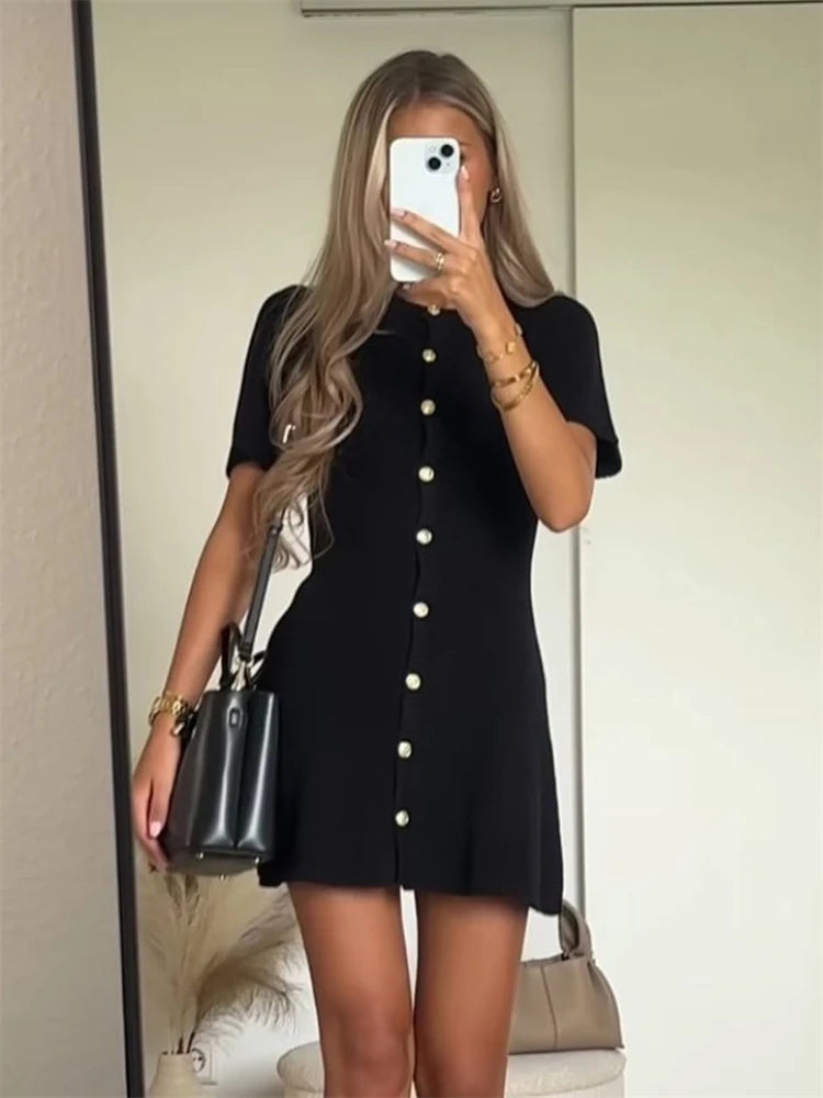A&A Sienna Knitted Button Down Mini Dress
