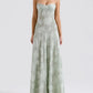 A&A Lace Floral Spaghetti Strap Sheer Sleeveless Green Dress