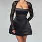 A&A Long Sleeve Lace Square Collar A Line Mini Dress