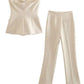 A&A Strapless Button Straight Leg Pant Suit