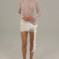 A&A Sheer Lace Long Sleeved Ruched Wrap Mini Dress