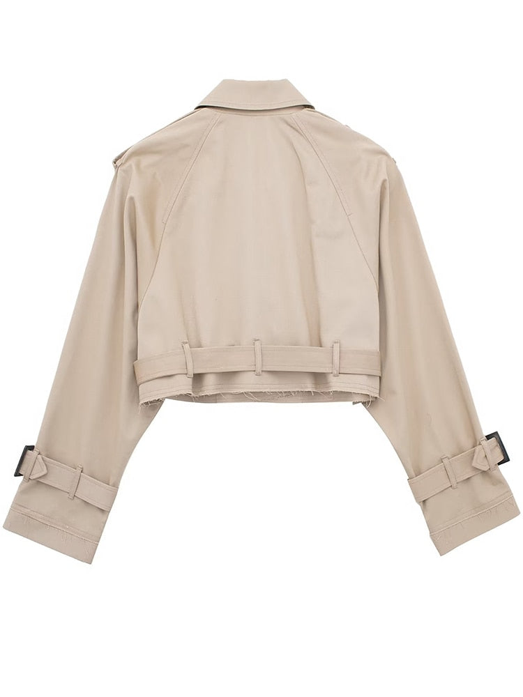 A&A Cropped Belted Trench Jacket