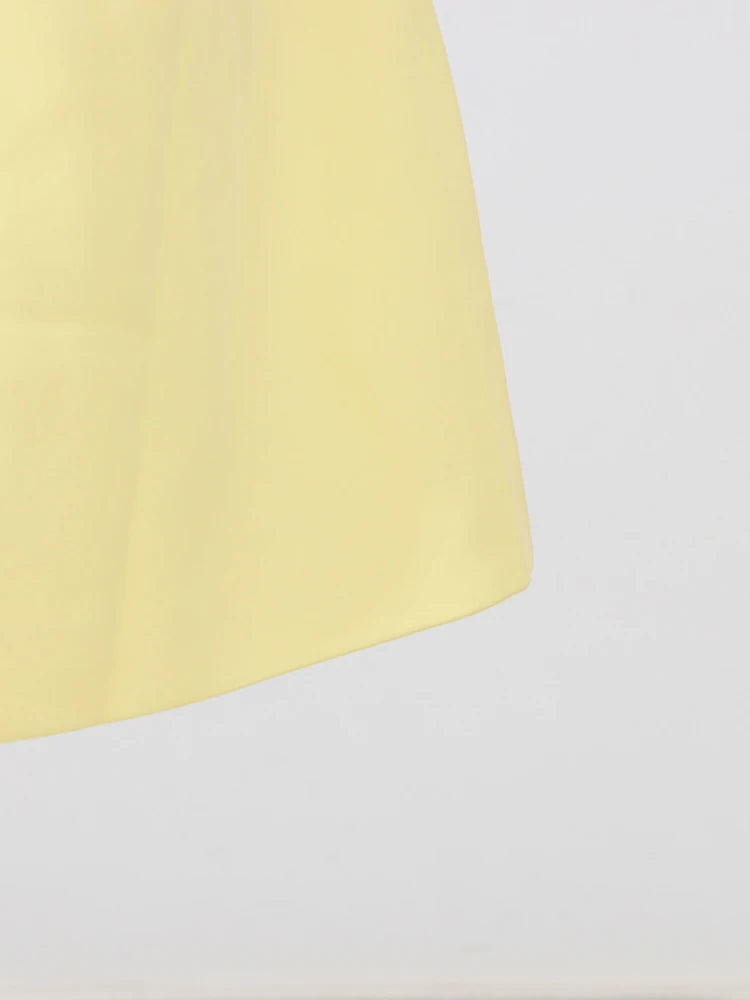 A&A Elara Yellow Strapless Embroidered Flower A-Line Mini Dress