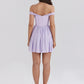 A&A Lilac Off-shoulder Pleated Mini Dress