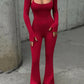 A&A Hollow Out Jumpsuit Long Sleeve Two Piece Set