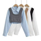 A&A Cropped Shirt Knited Vest Set