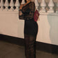 A&A Mesh Black Tye Event Bodycon Maxi Dress