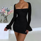 A&A Two Layer Mesh Full Sleeve Bodycon Mini Dress