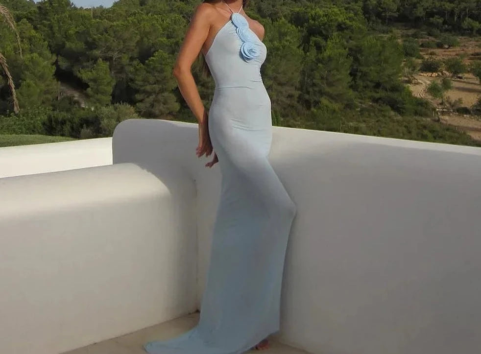 A&A Sheer Mesh Halterneck Elegant Beach Dress