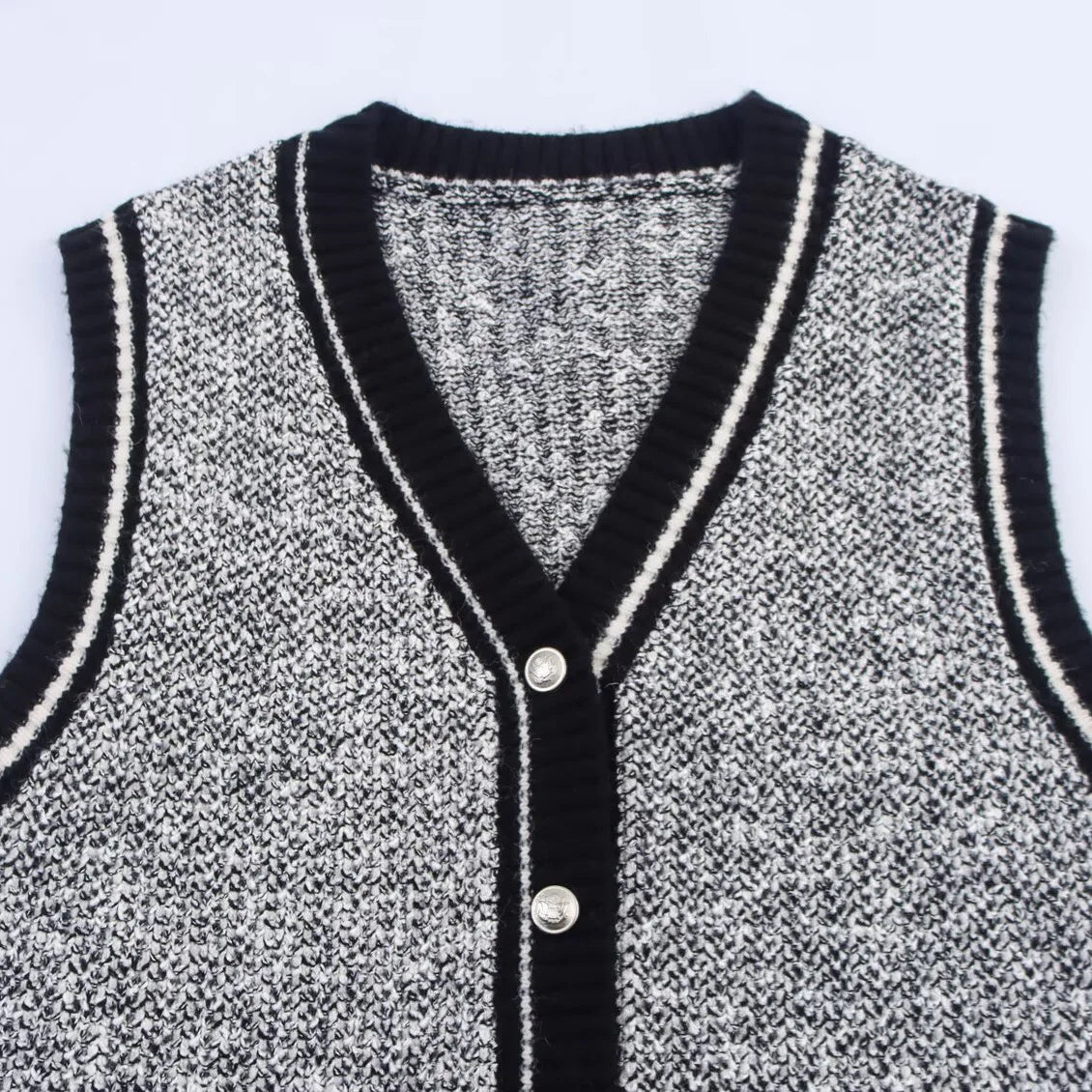 A&A Monochrome Preppy Knit Sweater Vest