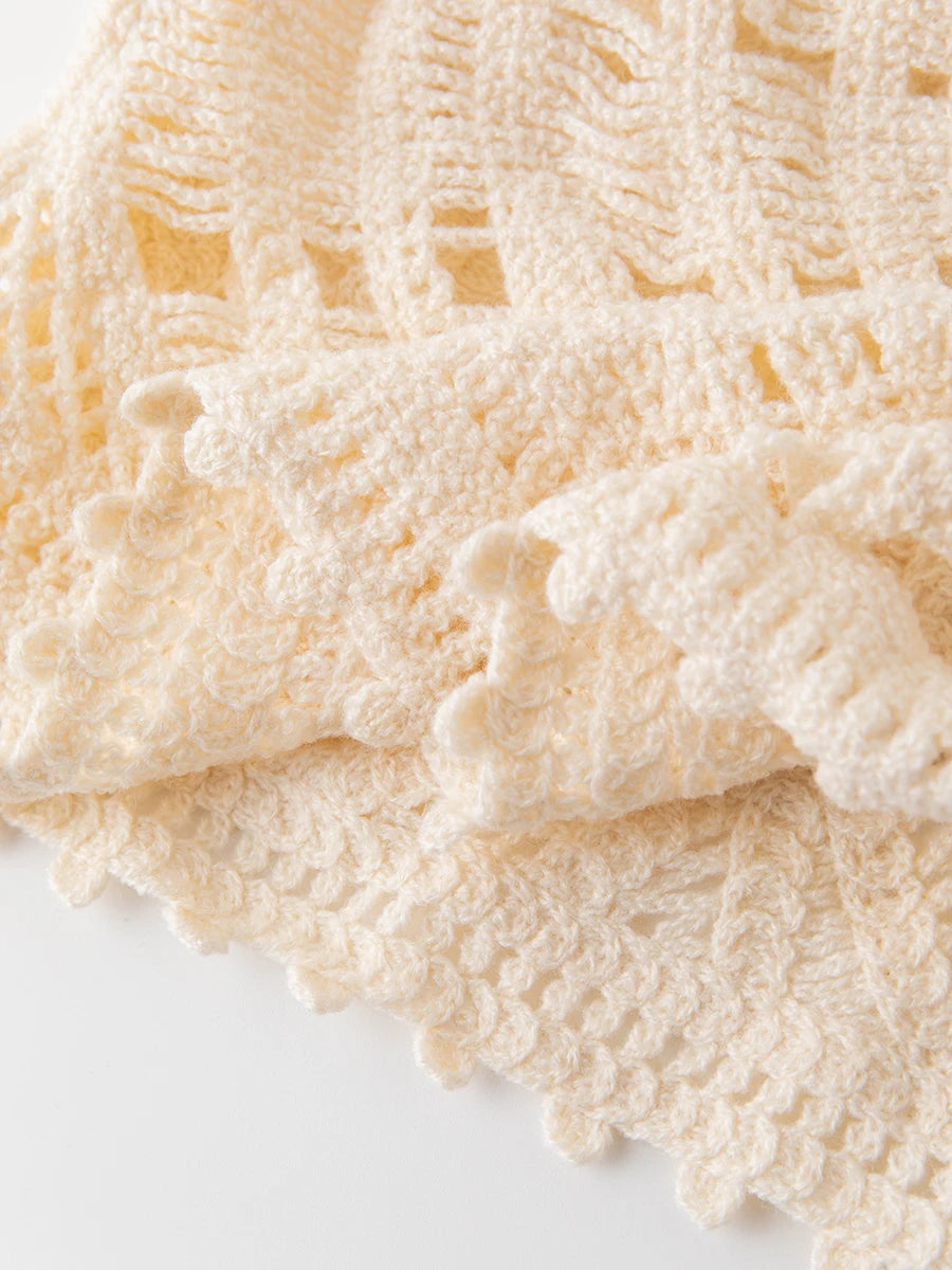 A&A Knitted Crochet V Neck Maxi  Dress