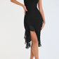 A&A Elegant Ruffle Ruched Midi Split Dress