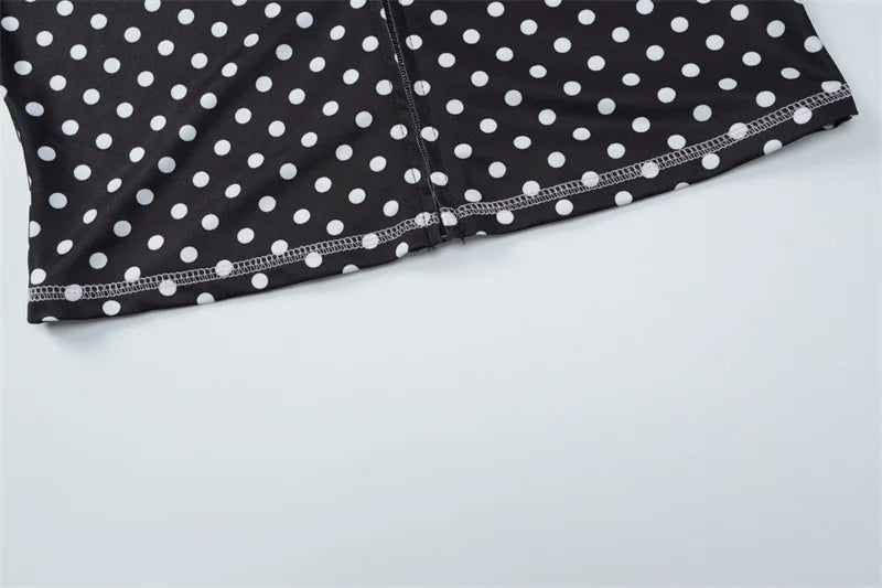 A&A Liluca Polka Dot Hooded Zip Up Top & Flare Pants Set