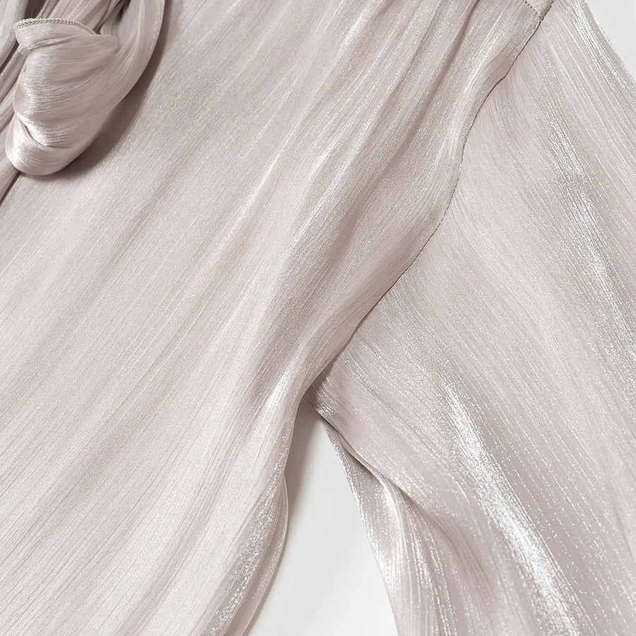 A&A Aurelise Bow Tie Blouse & Ruched Mini Skirt Set