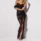 A&A Luxe Elegant Off Shoulder Mesh Maxi Bandages Dress