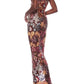 A&A Luxe Strapless Handmade Floral Sequin Maxi Gown Dress