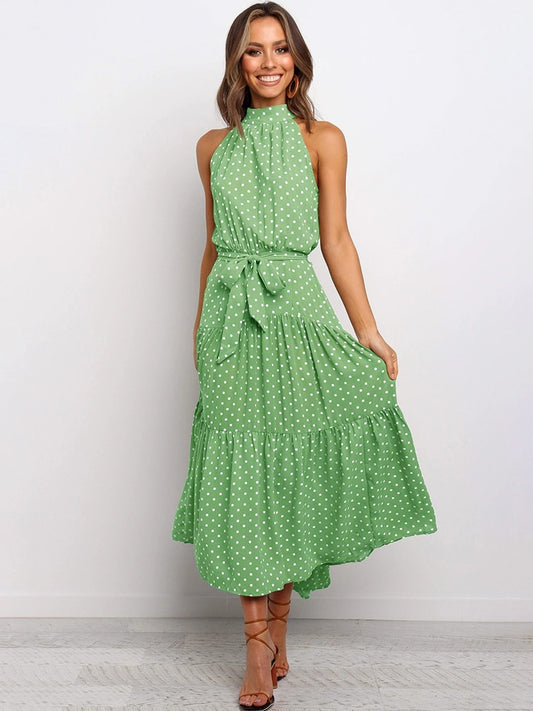 A&A Summer Polka Dot Halter Dress