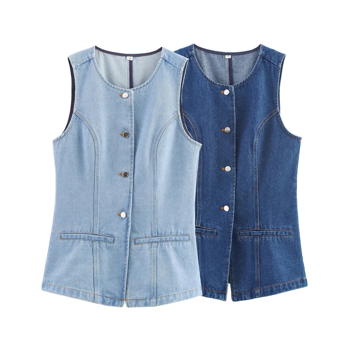 A&A Single Breasted Sleeveless Denim Vest Top