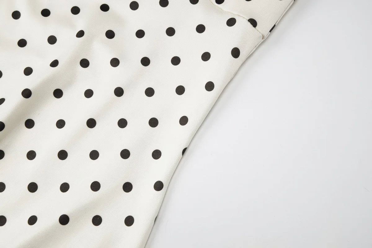 A&A Lunessa Off Shoulder Polka Dot Mini A-Line Dress