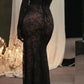 A&A Long Lace Maxi Black Lace Up Elegant Two Piece Event Dress