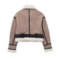 A&A Collared Faux Fur Shearling Front Zipper Jacket